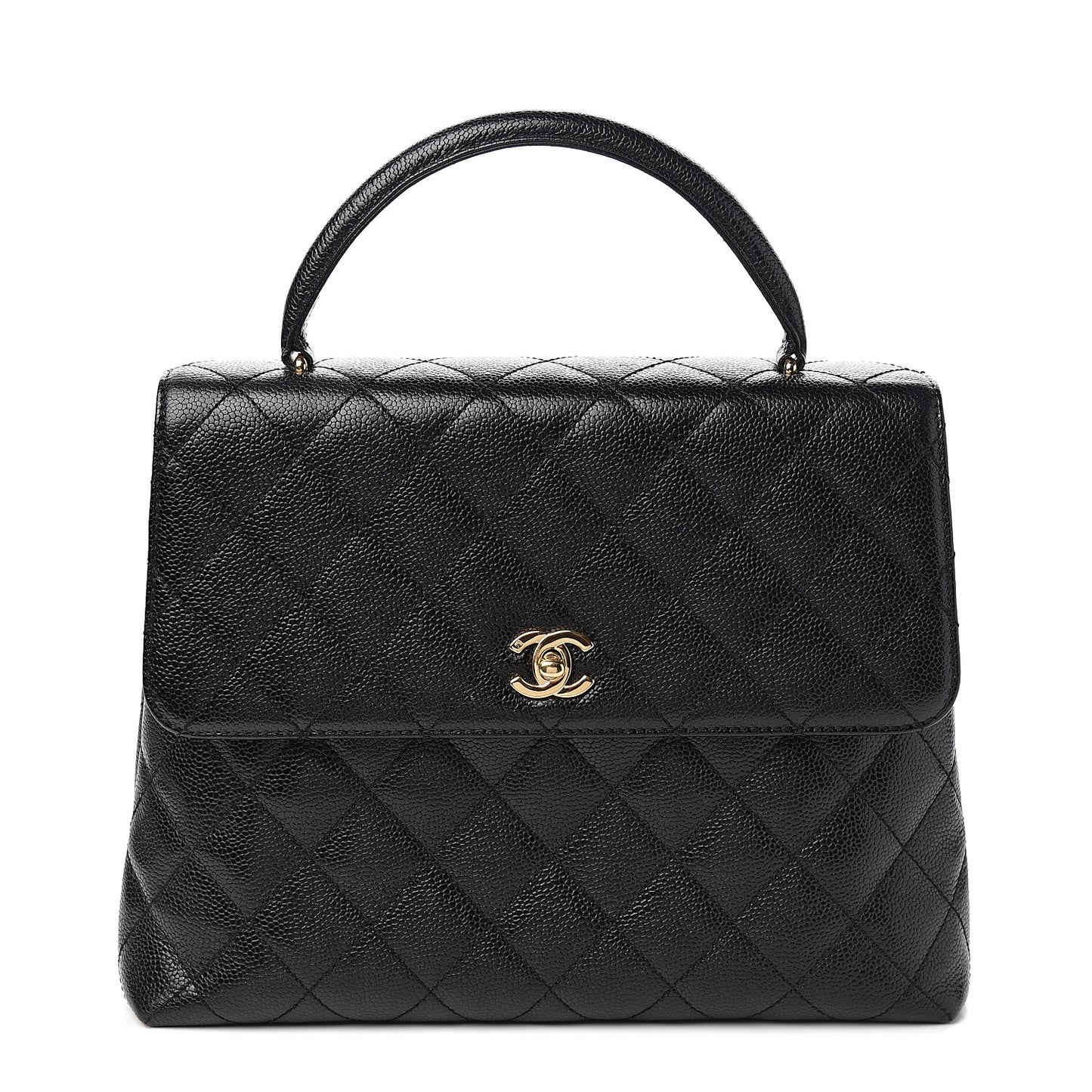 Caviar Quilted Jumbo Kelly Flap Black