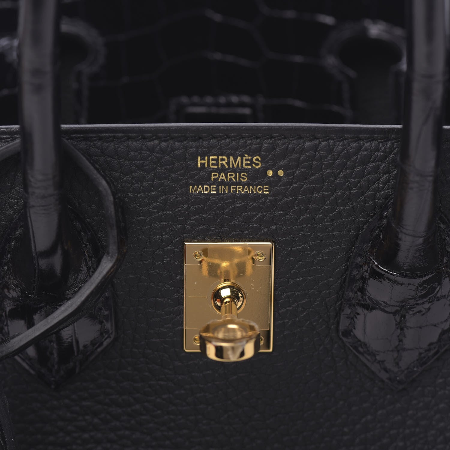 Hermes Togo Shiny Niloticus Crocodile Birkin Touch 25 Black 18 of 38