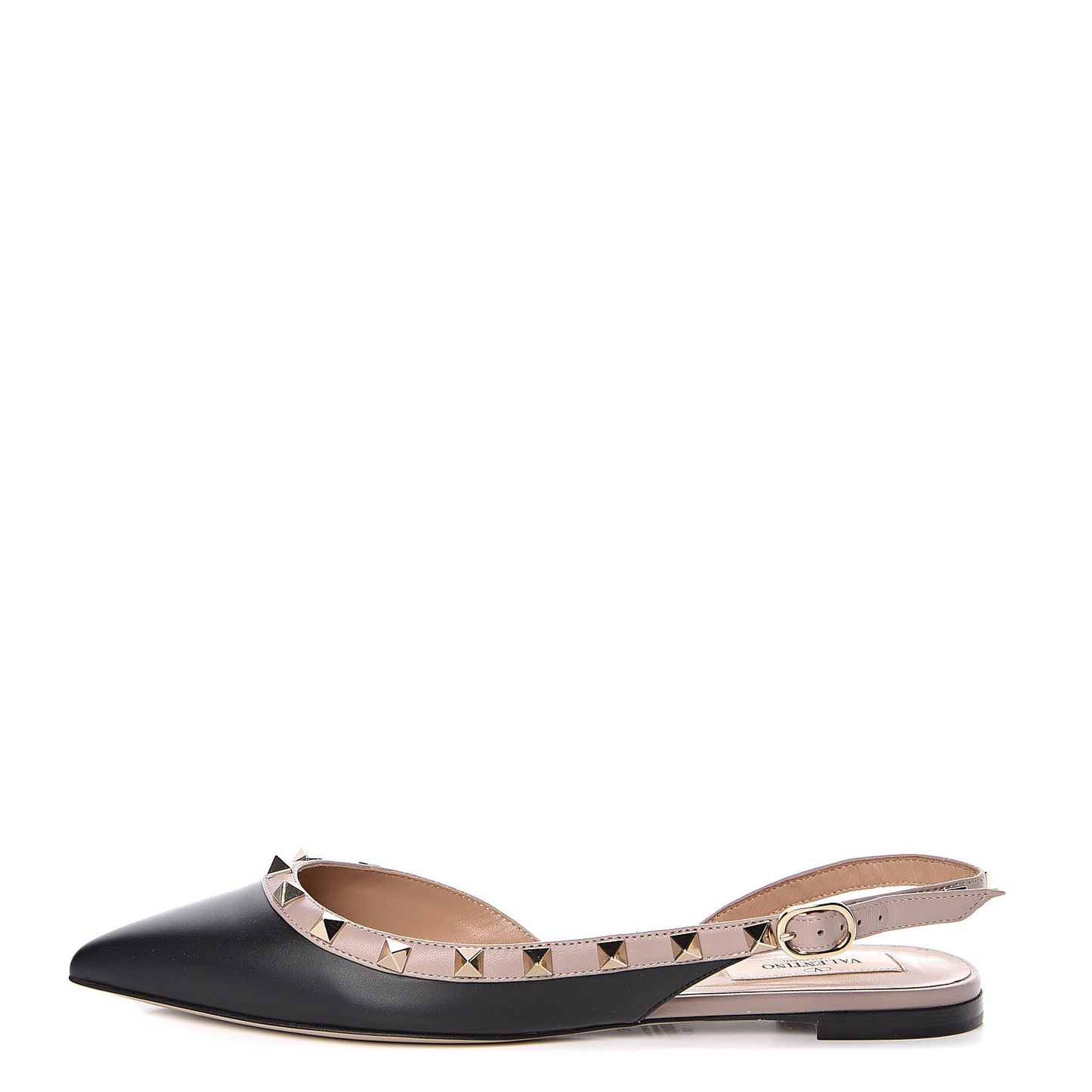 Nappa Rockstud Slingback Flats 37 Black Poudre