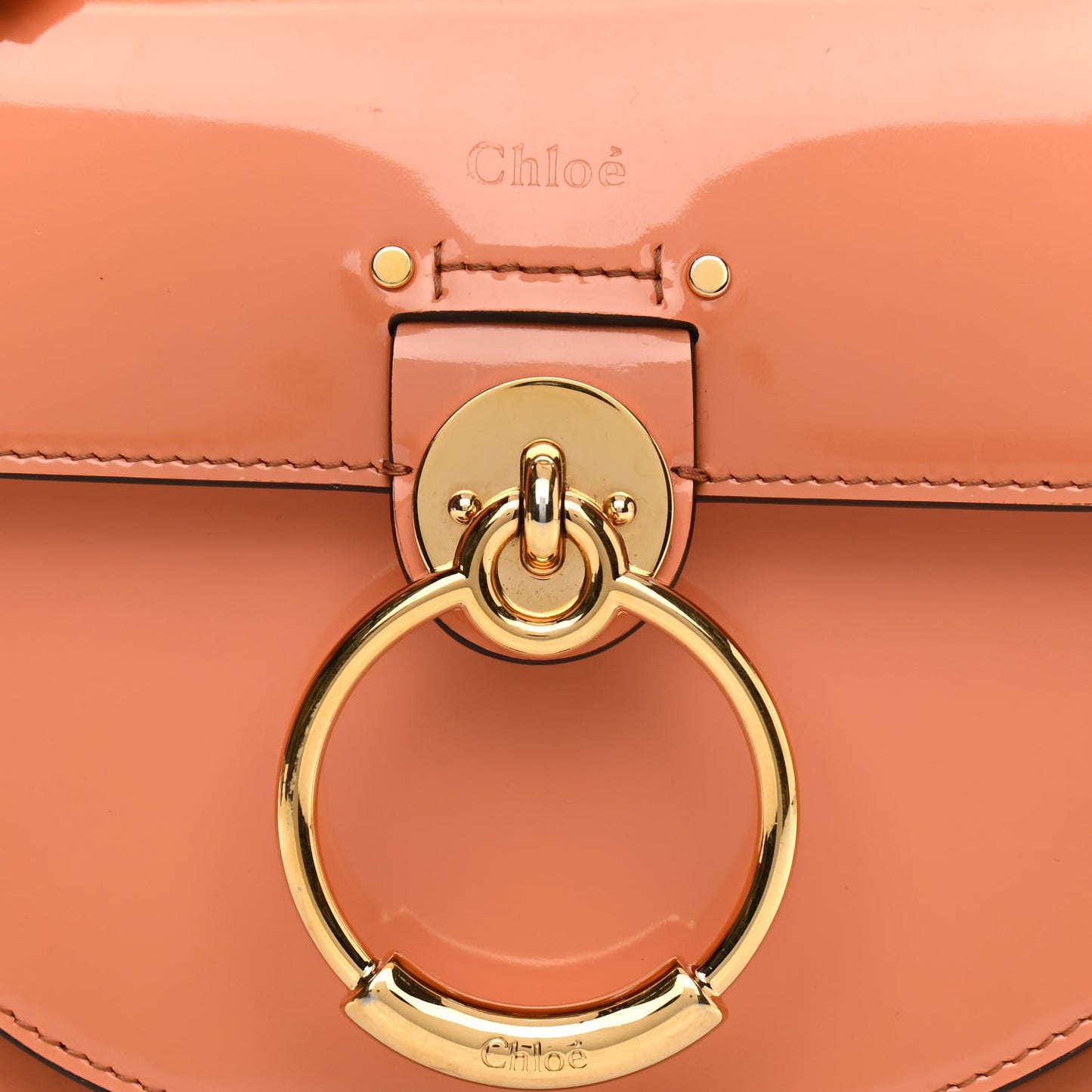 Patent Calfskin Suede Small Tess Bag Autumnal Brown