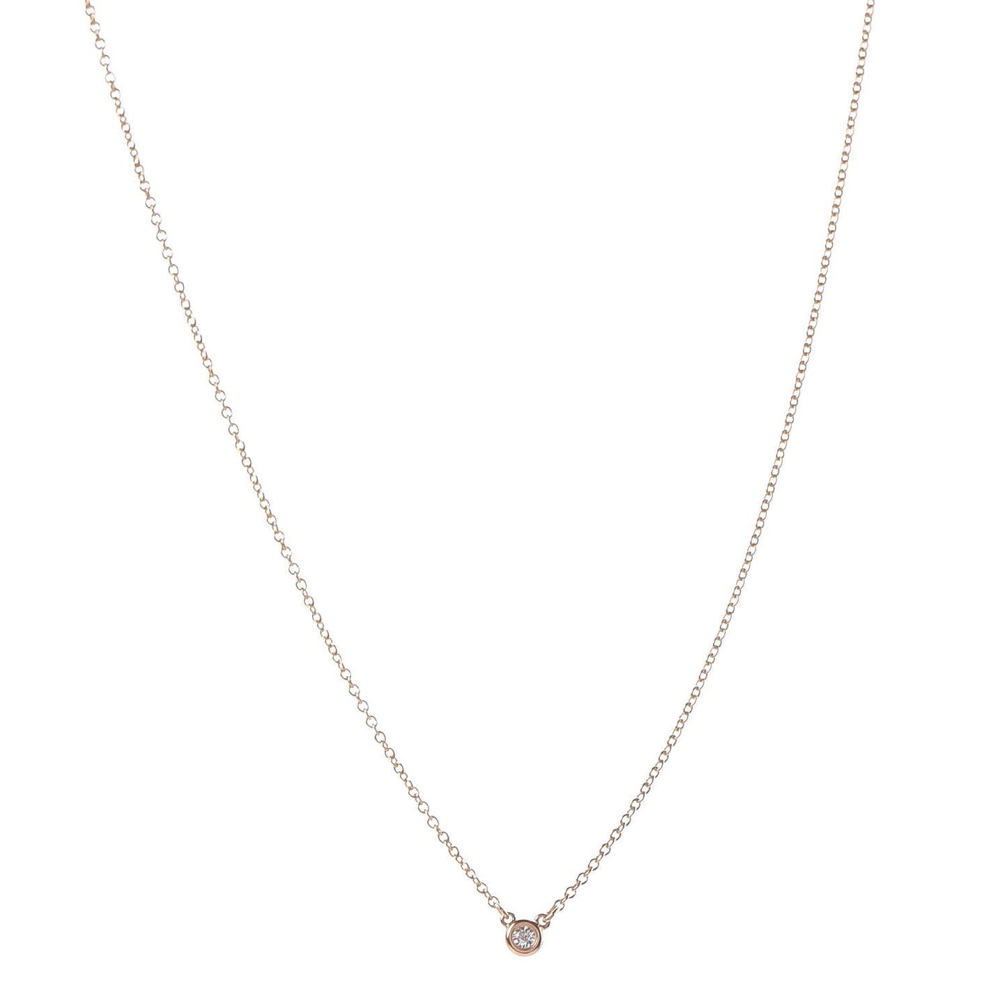 18K Rose Gold Diamond .03ct Elsa Peretti Diamonds by the Yard Pendant Necklace
