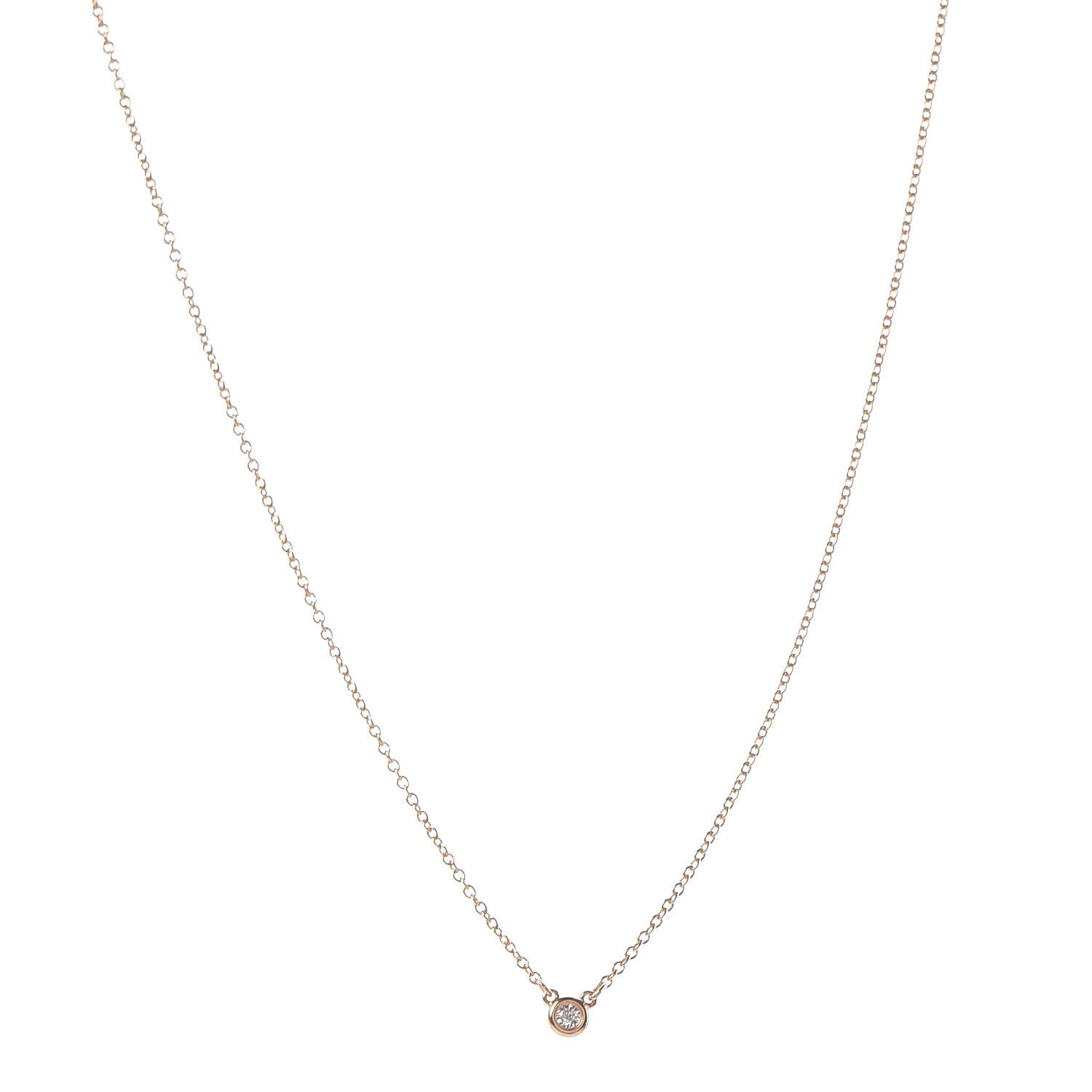 Tiffany 18K Rose Gold Diamond .03ct Elsa Peretti Diamonds by the Yard Pendant Necklace 1 of 8
