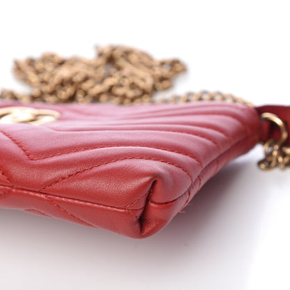 Gucci Calfskin Matelasse Mini GG Marmont Chain Bag Hibiscus Red 14 of 14