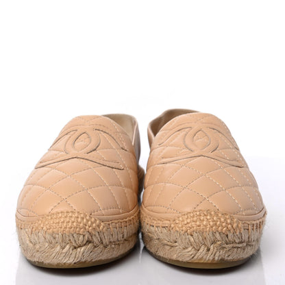Chanel Lambskin Quilted CC Espadrilles 39 Beige 2 of 4