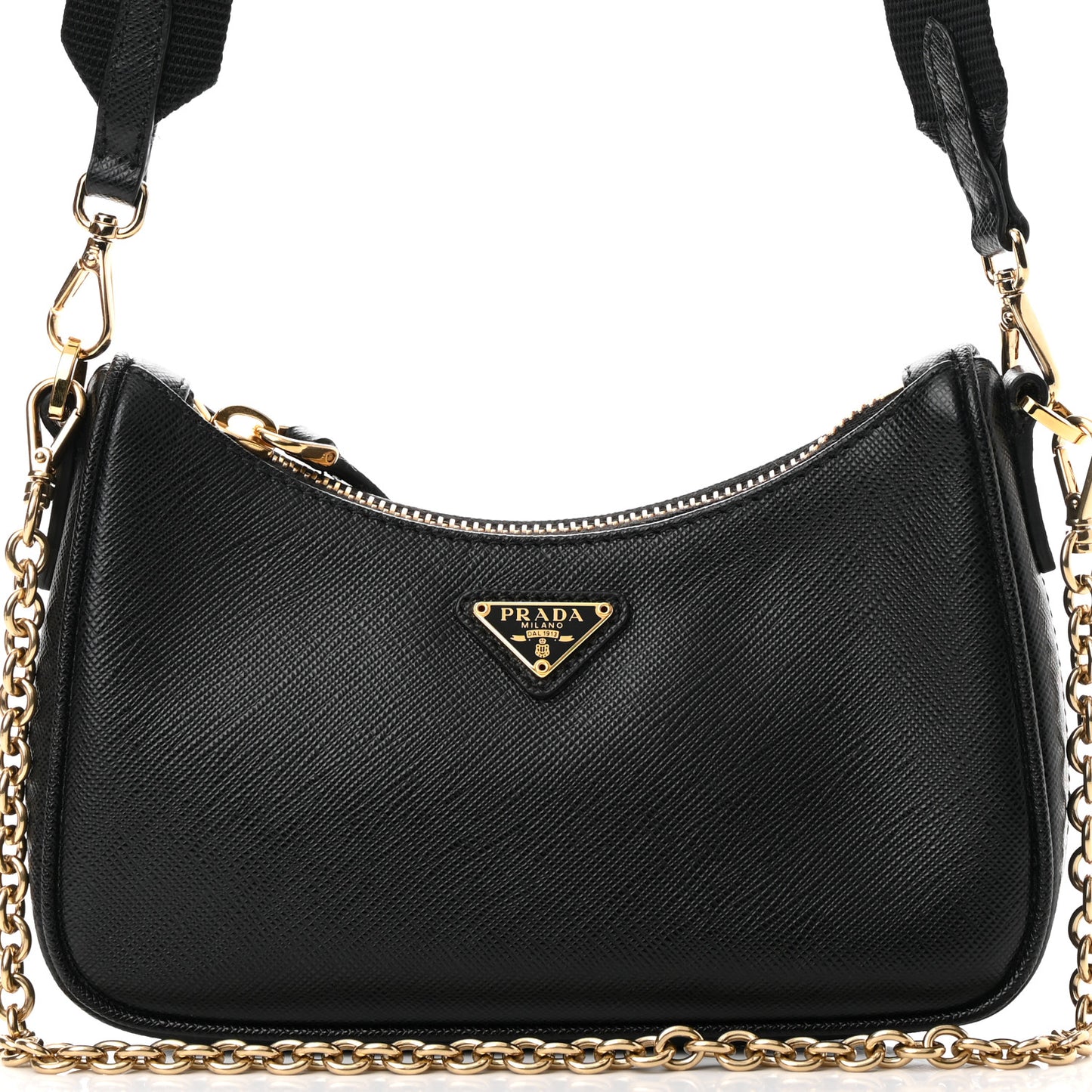 Saffiano Lux Mini Shoulder Bag Black