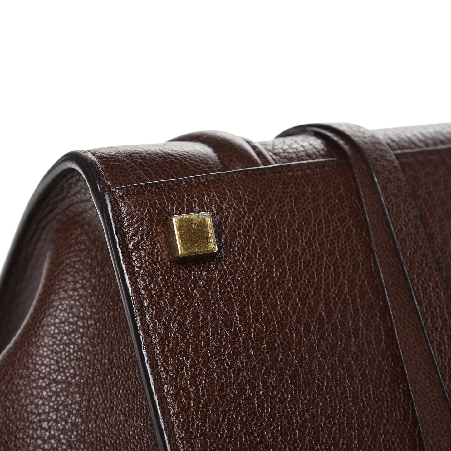 Shiny Grained Calfskin Medium Phantom Luggage Brown