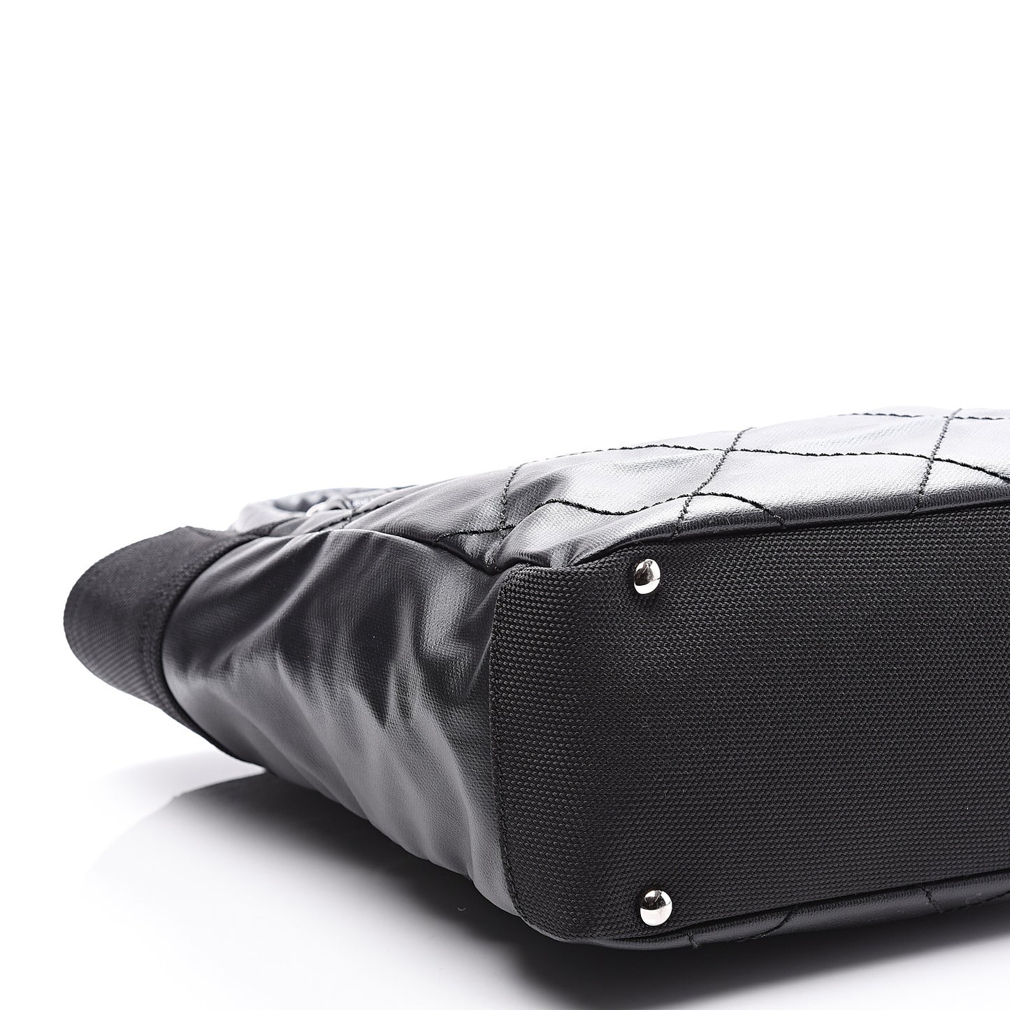 Coated Canvas Quilted Small Paris Biarritz Tote Black