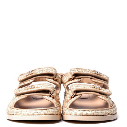 Chanel Braided Fabric Velcro Dad Sandals 35.5 Beige 2 of 6