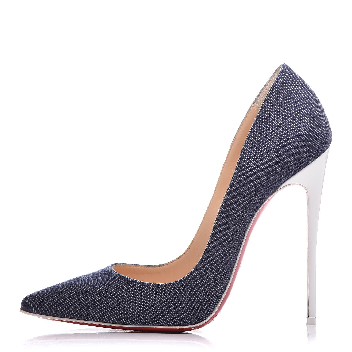 Christian Louboutin Denim Jazz Calf So Kate 120 Pumps 37.5 Blue White 1 of 14