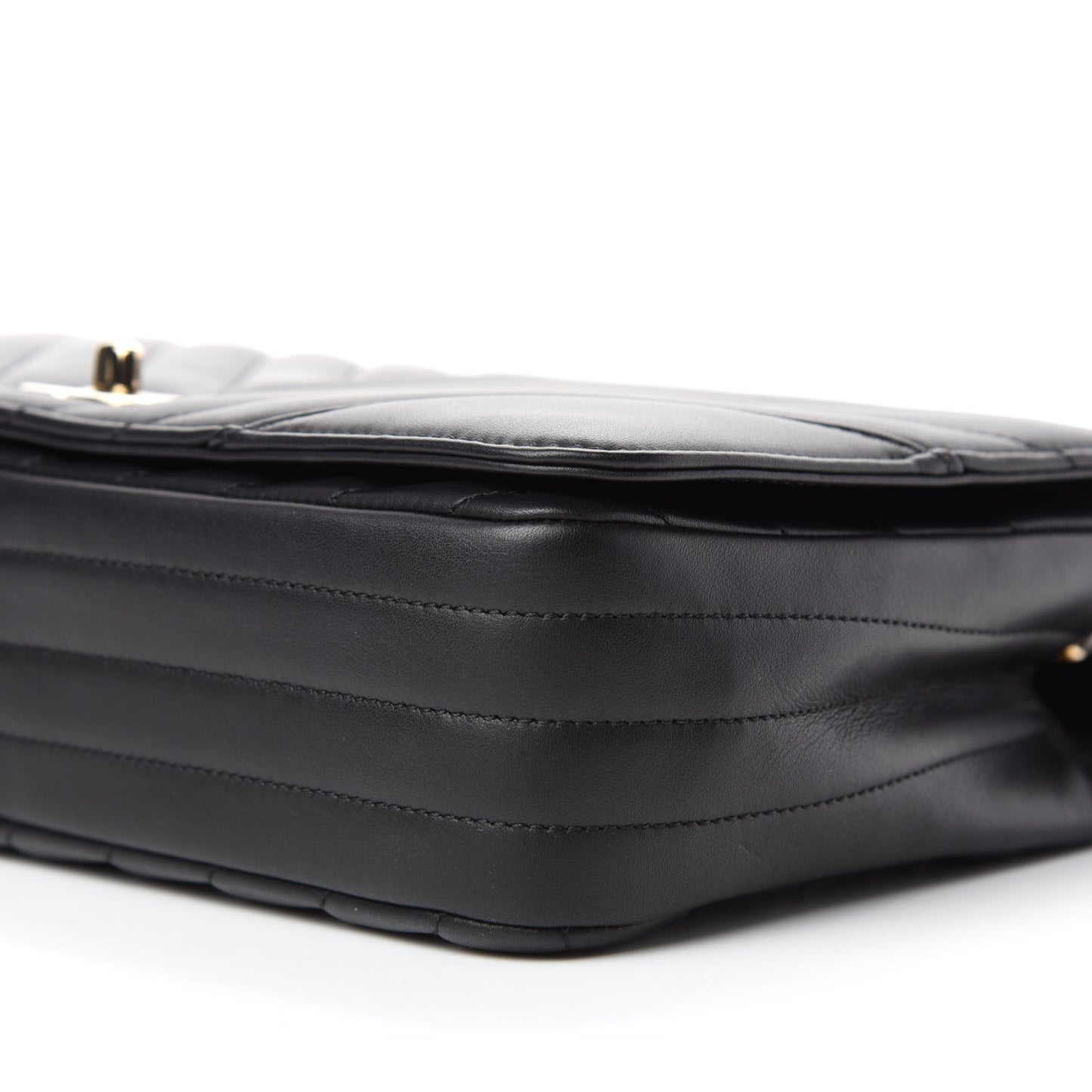 Calfskin Chevron Quilted Large Statement Flap Black