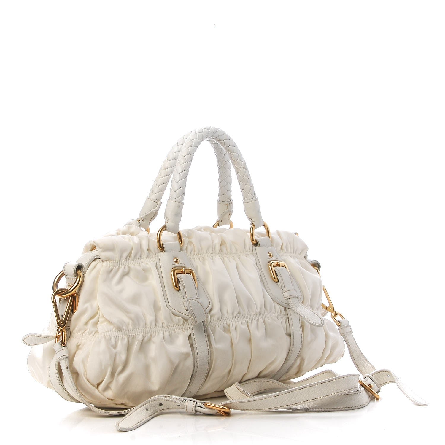Prada Tessuto Nylon Gaufre Shopping Satchel White 4 of 16