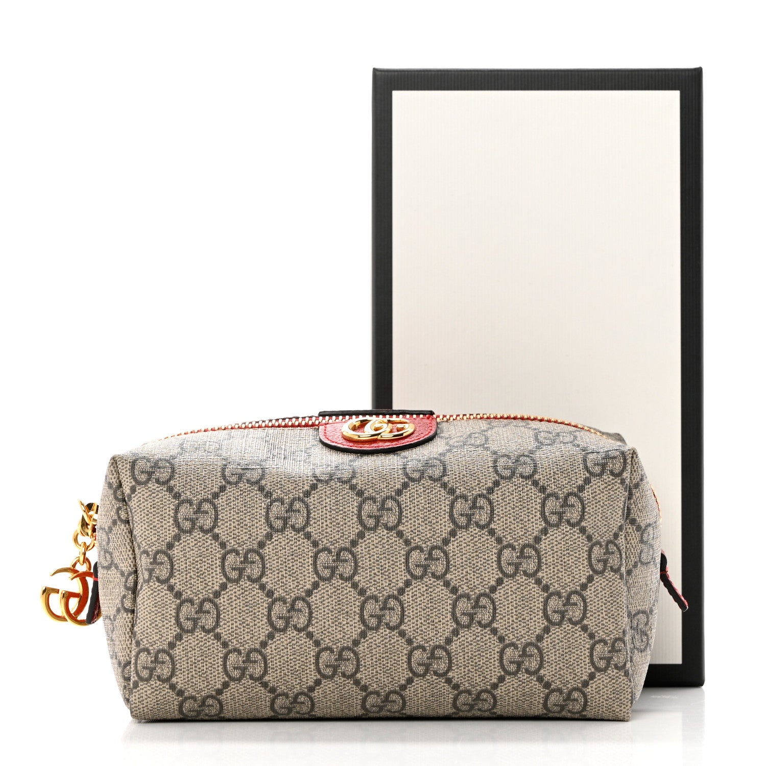 Gucci Soft GG Supreme Monogram Calfskin Medium Ophidia Cosmetic Case Beige Ebony Hibiscus Red 8 of 8