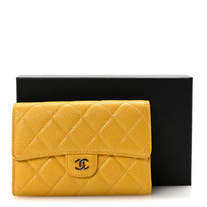 Chanel Caviar Quilted Medium Flap Wallet Yellow 9 of 9