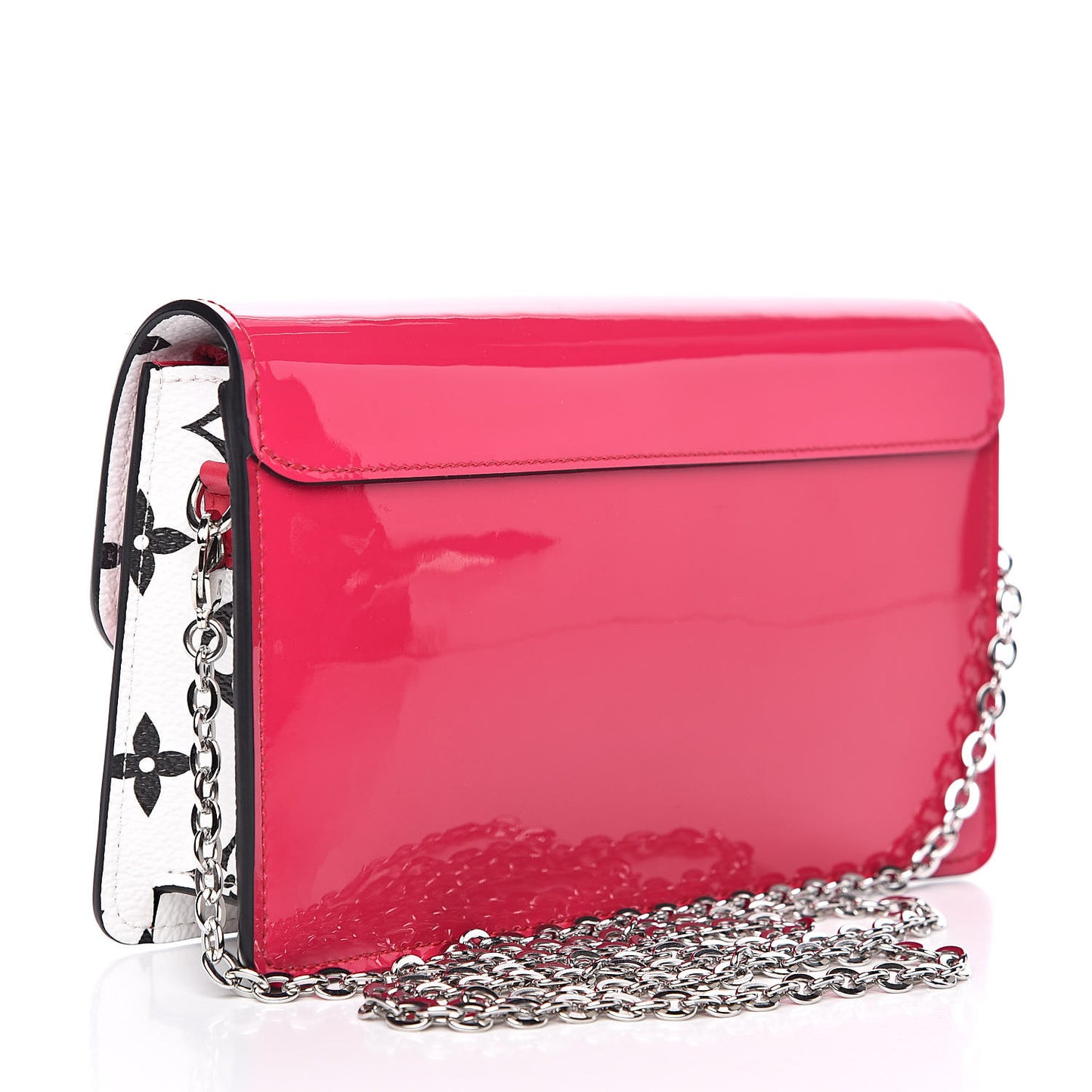 Patent Calfskin Monogram Cherrywood Chain Wallet Berlingot Pink