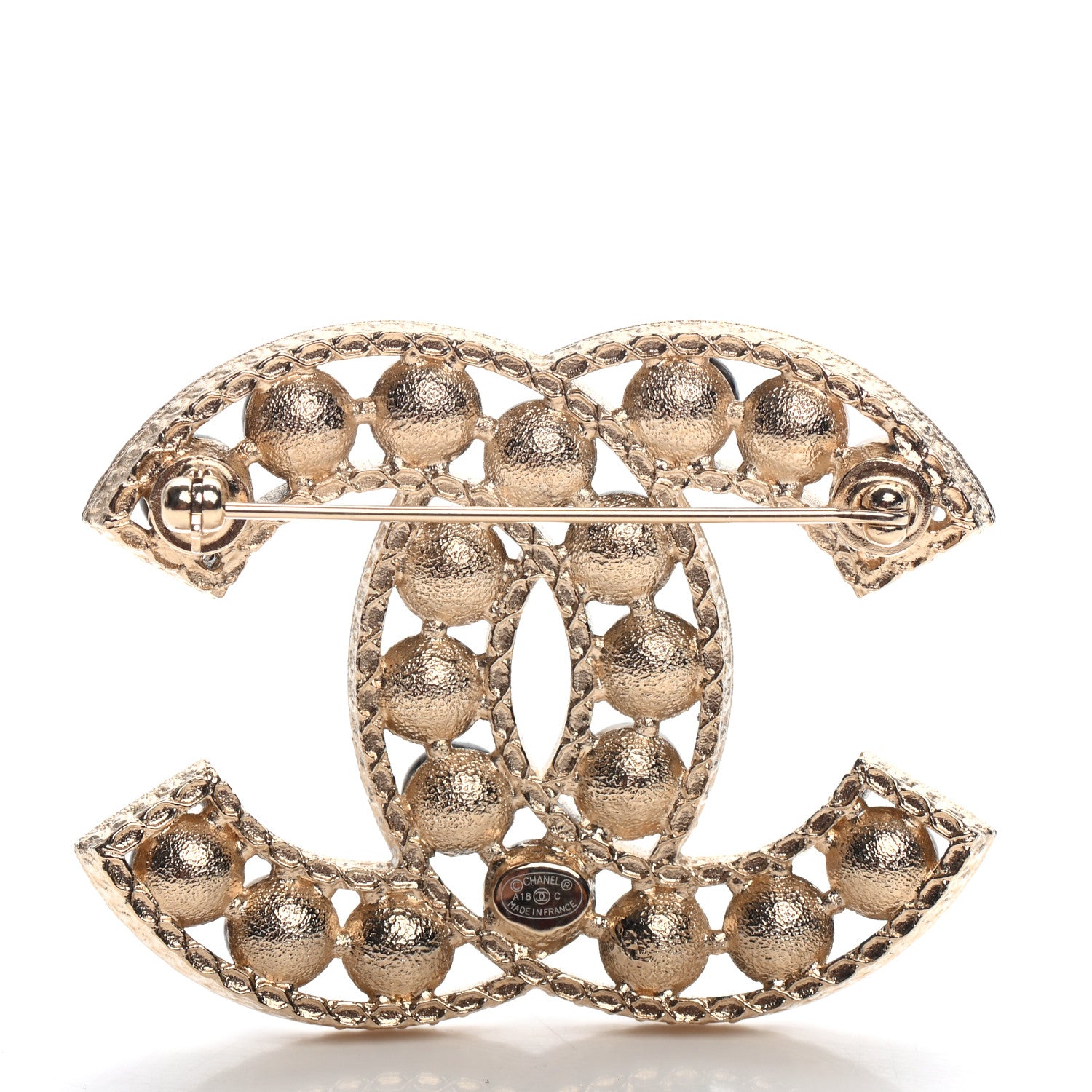 Chanel Bead CC Brooch Black Light Gold 3 of 4