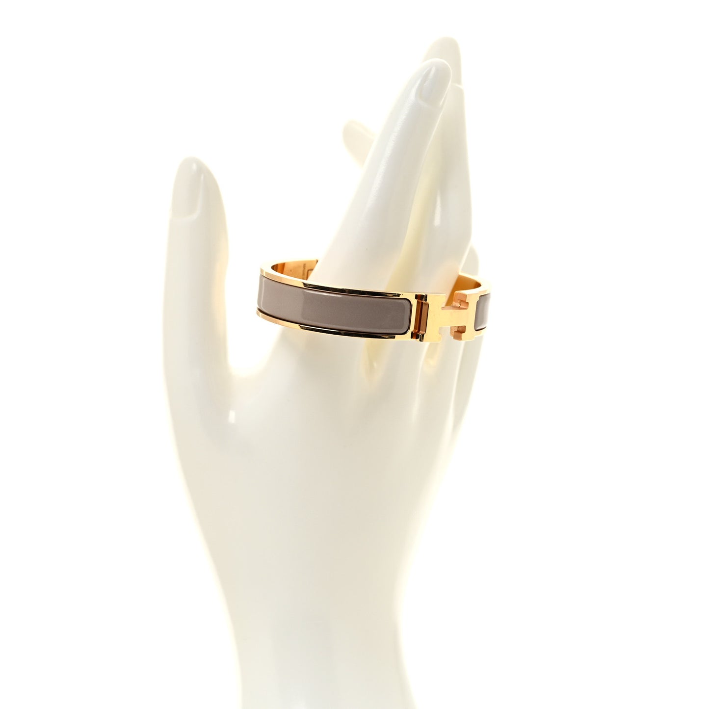 Enamel Narrow Clic Clac H Bracelet PM Marron Glace