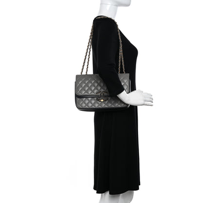 Chanel Lambskin Quilted Large CC Chic Flap Grey Dark Navy 2 of 13