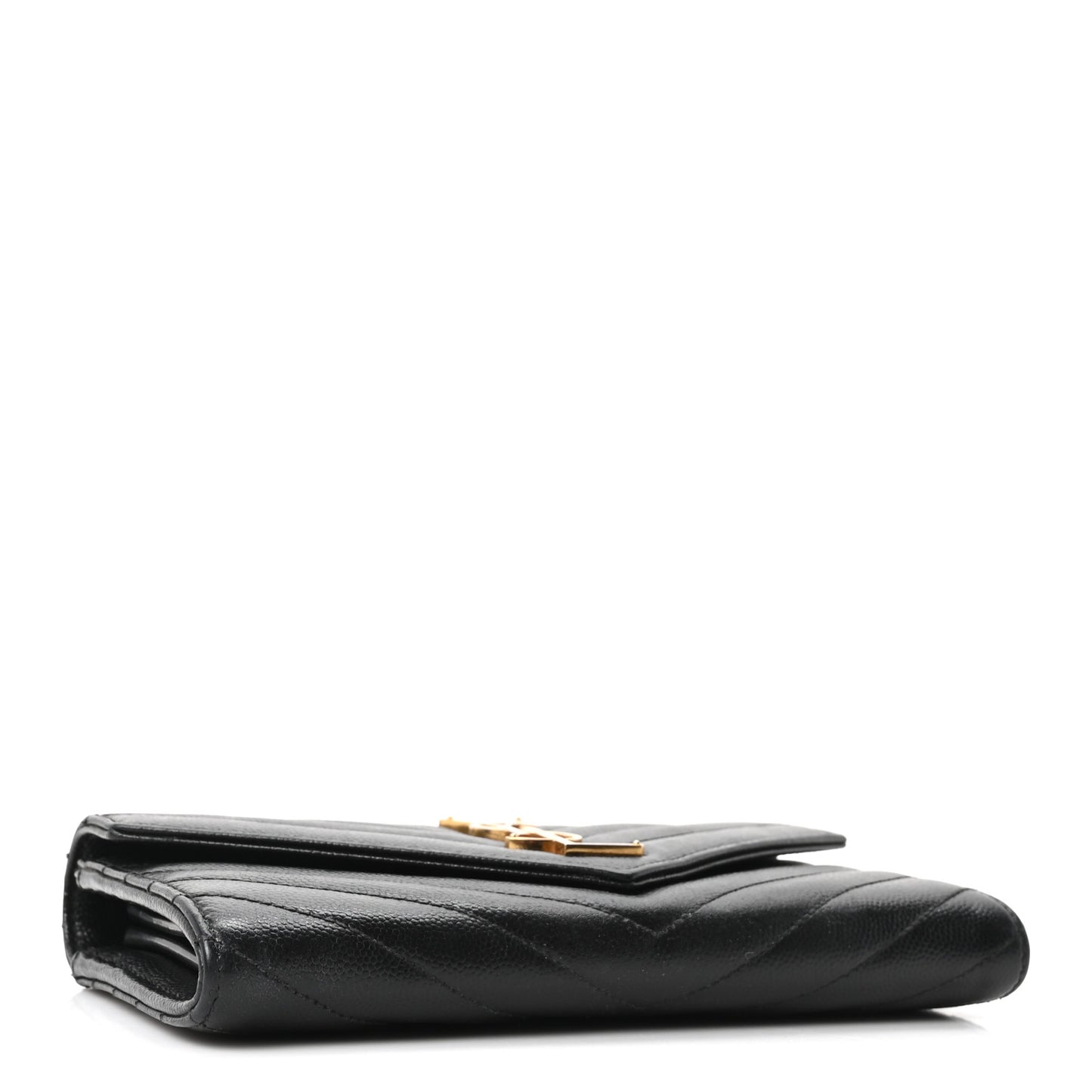 Grain De Poudre Matelasse Chevron Monogram Flap Wallet Black