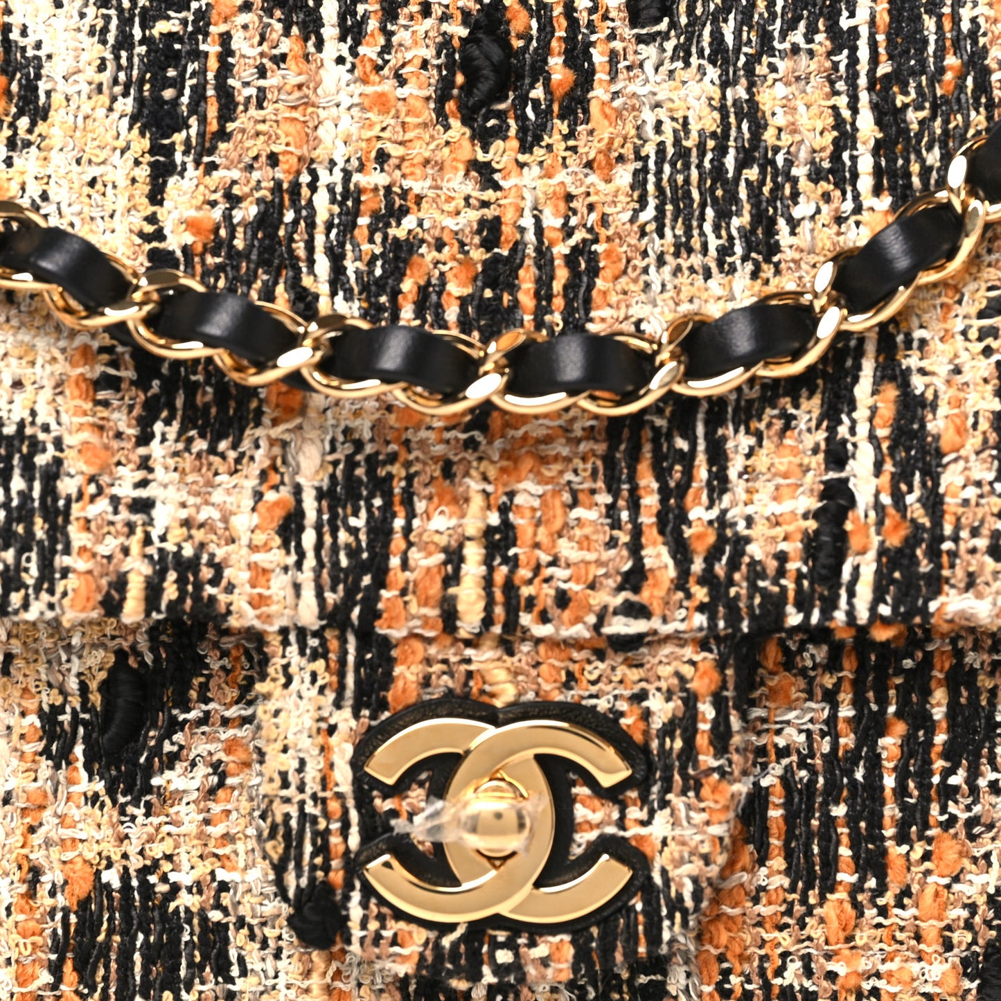 Tweed Mixed Fibers Leopard Print Small Souplissimo Maxi Flap Brown Black White