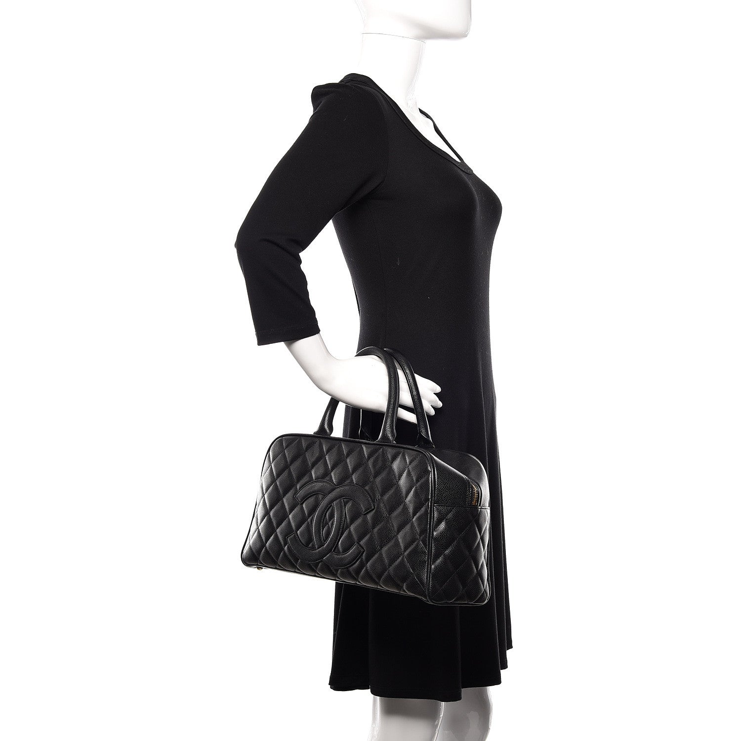 Chanel Caviar Quilted Large Bowler Black 2 of 14