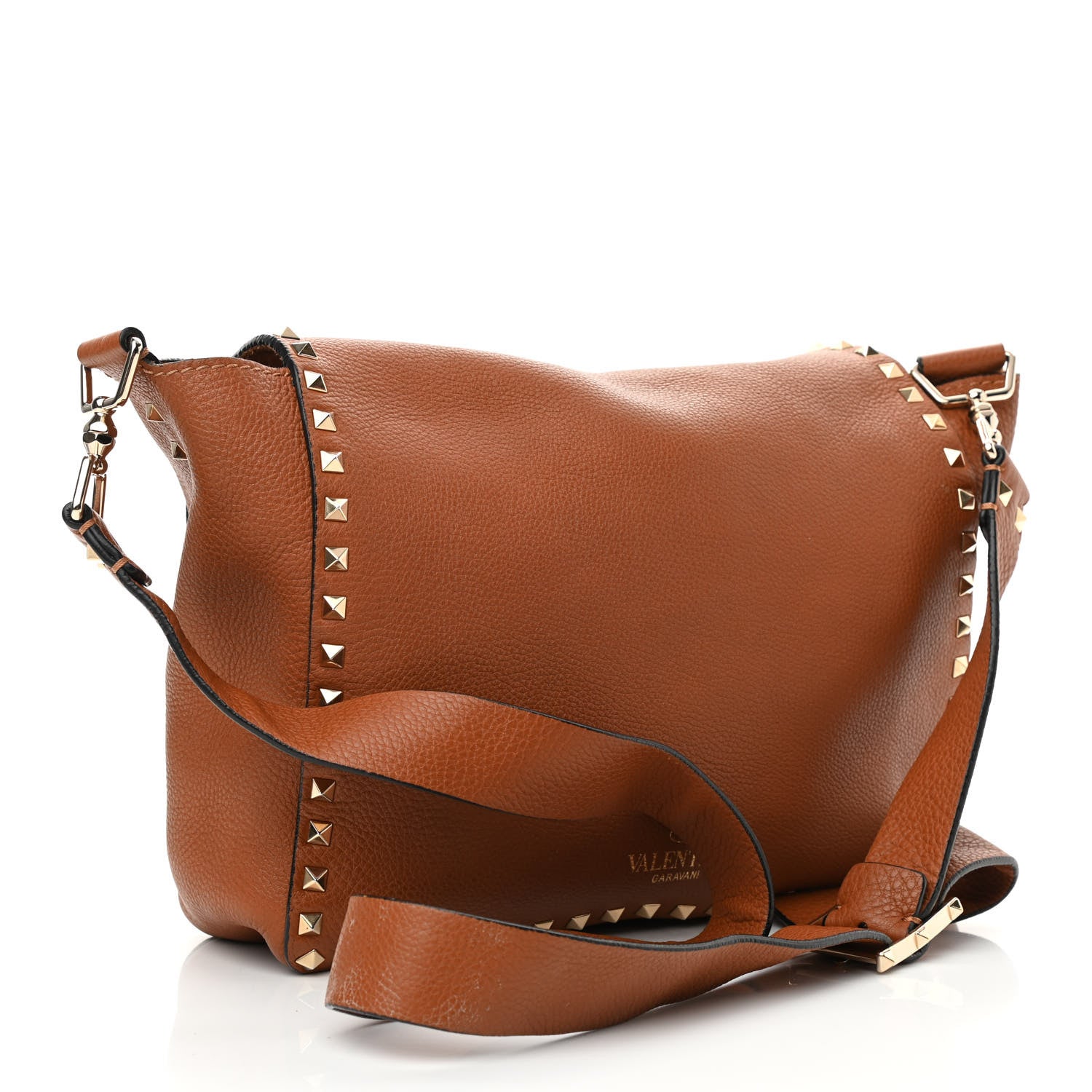 Valentino Garavani Pebbled Calfskin Rockstud Flip Lock Flap Messenger Satchel Light Cuir 3 of 10