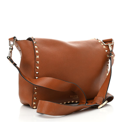 Valentino Garavani Pebbled Calfskin Rockstud Flip Lock Flap Messenger Satchel Light Cuir 3 of 10
