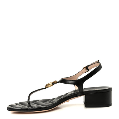 Gucci Nappa Matelasse Double G 35mm Thong Sandals 38.5 Black 1 of 9