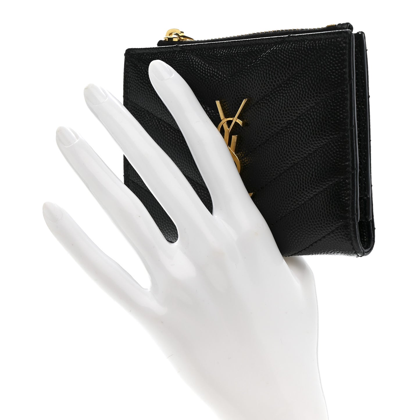 Grain De Poudre Matelasse Chevron Monogram Zipped Card Case Black