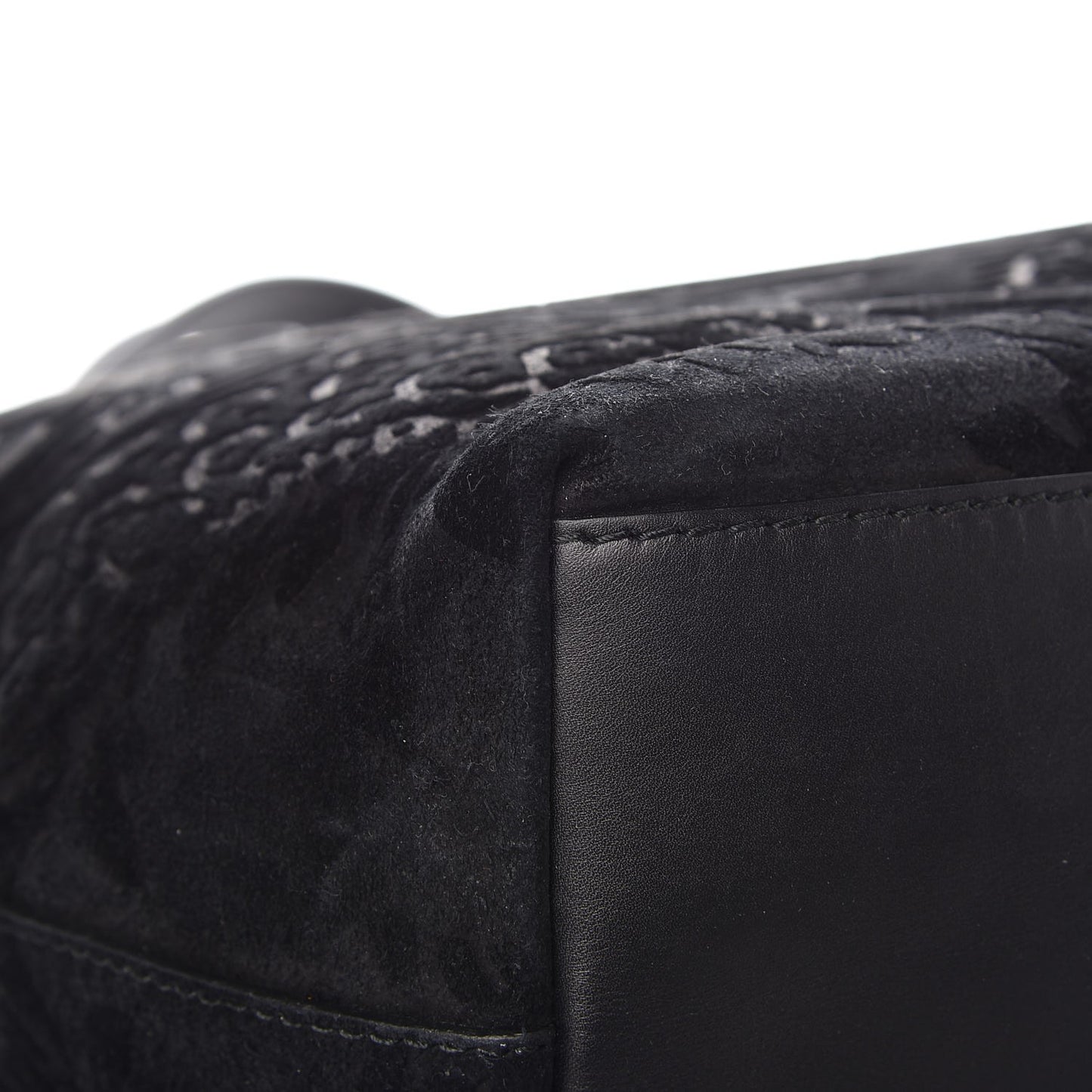 Nubuck Brocade Medium Soft Stirrup Tote Black