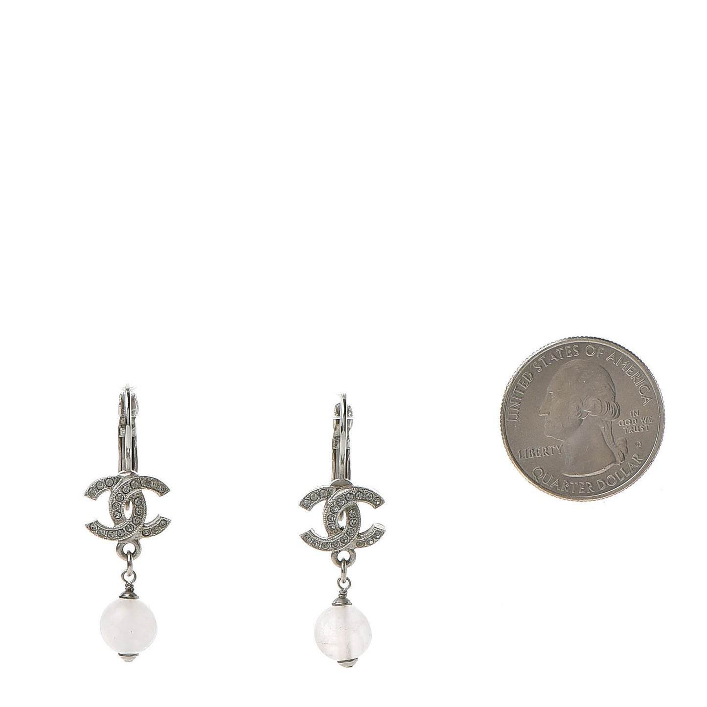 Resin Crystal CC Drop Earrings Silver