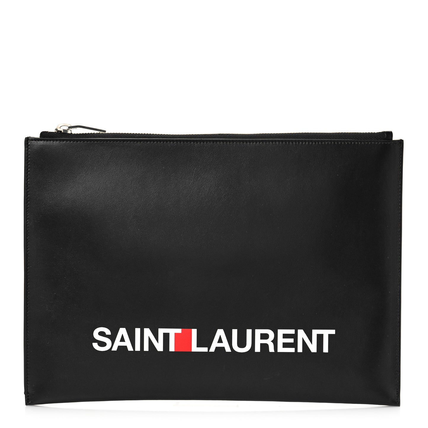 Calfskin Logo Zipped Tablet Pouch Black