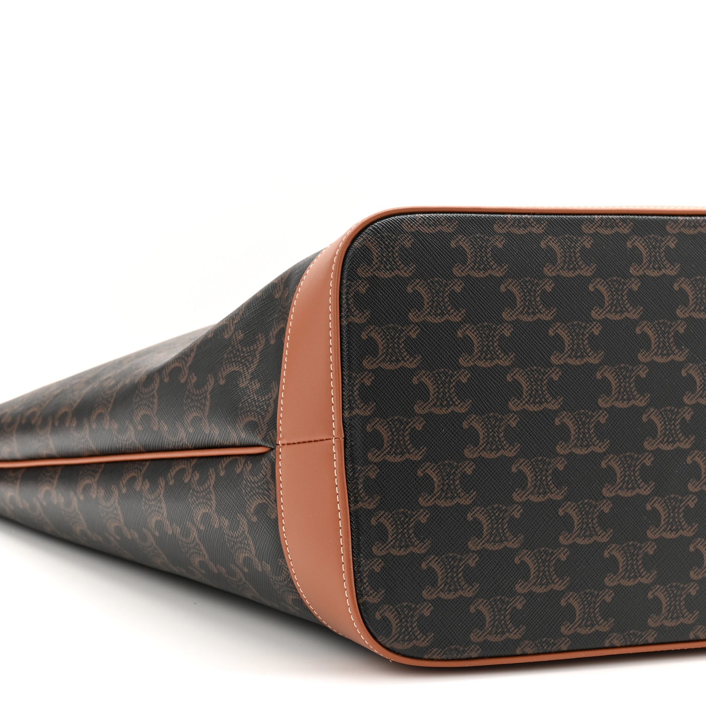 Triomphe Canvas Calfskin Medium Cabas Bag Tan