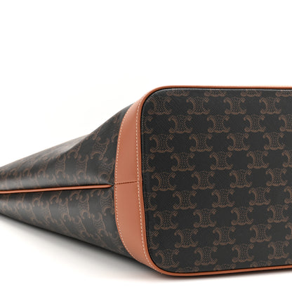 Celine Triomphe Canvas Calfskin Medium Cabas Bag Tan 9 of 10