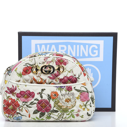 Gucci Canvas Flora Floral Trapuntata Small Zumi Dome Shoulder Bag White 10 of 10