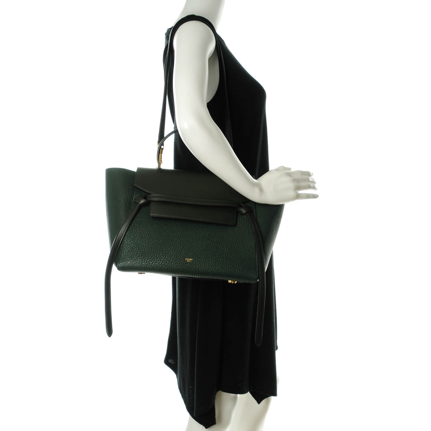 Goatskin Smooth Calfskin Mini Belt Bag Dark Green