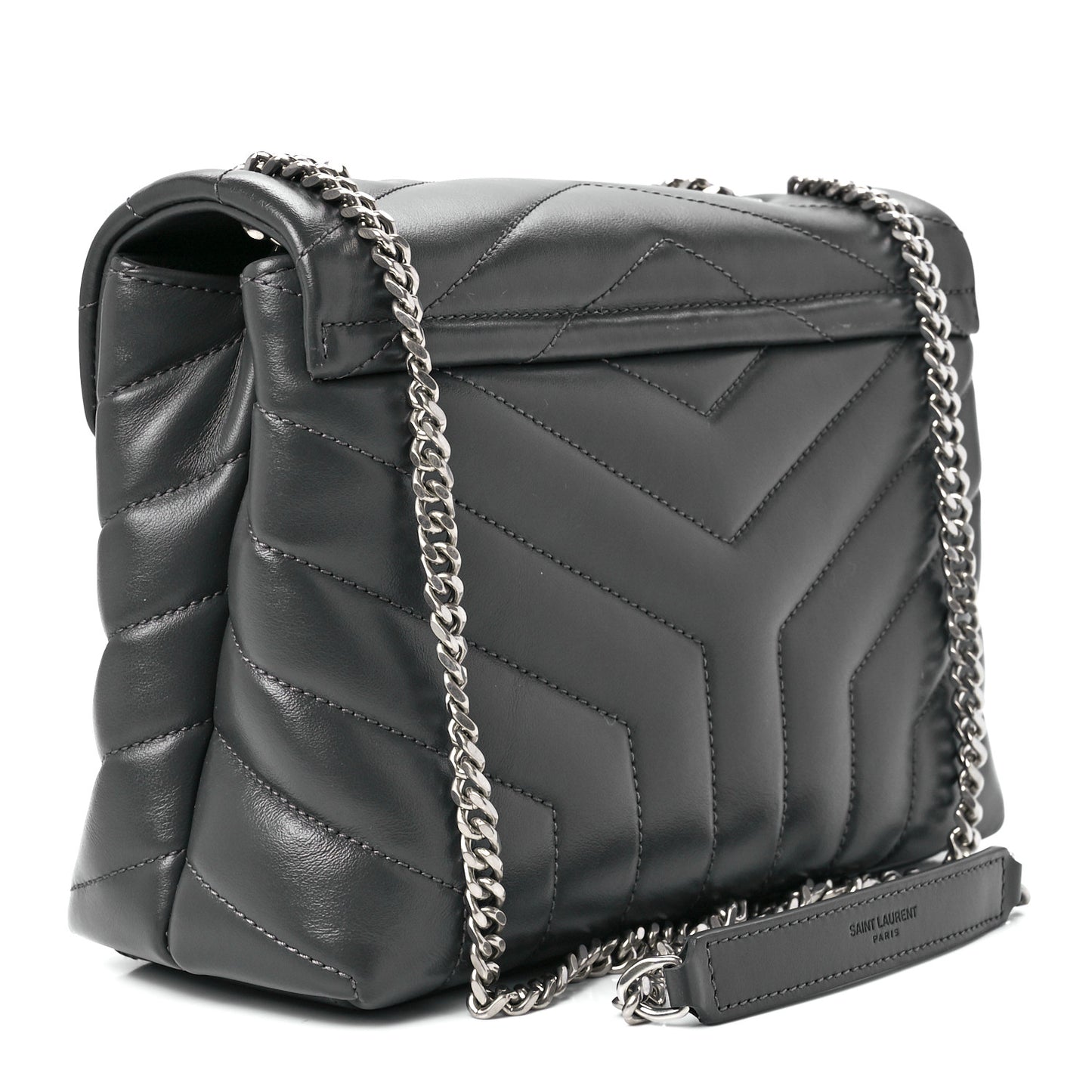 Calfskin Y Quilted Monogram Small Loulou Chain Satchel Pebble