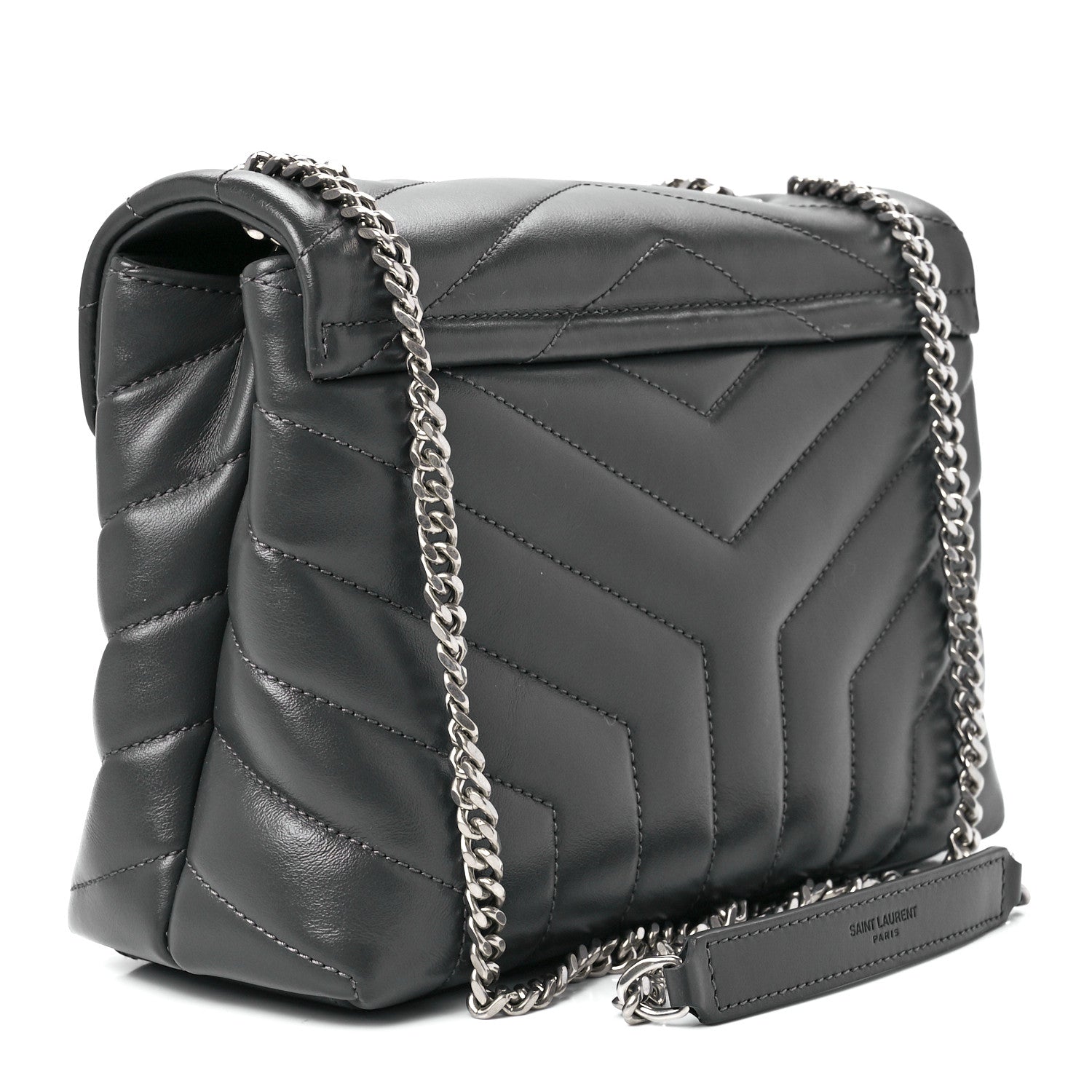 Saint Laurent Calfskin Y Quilted Monogram Small Loulou Chain Satchel Pebble 2 of 11