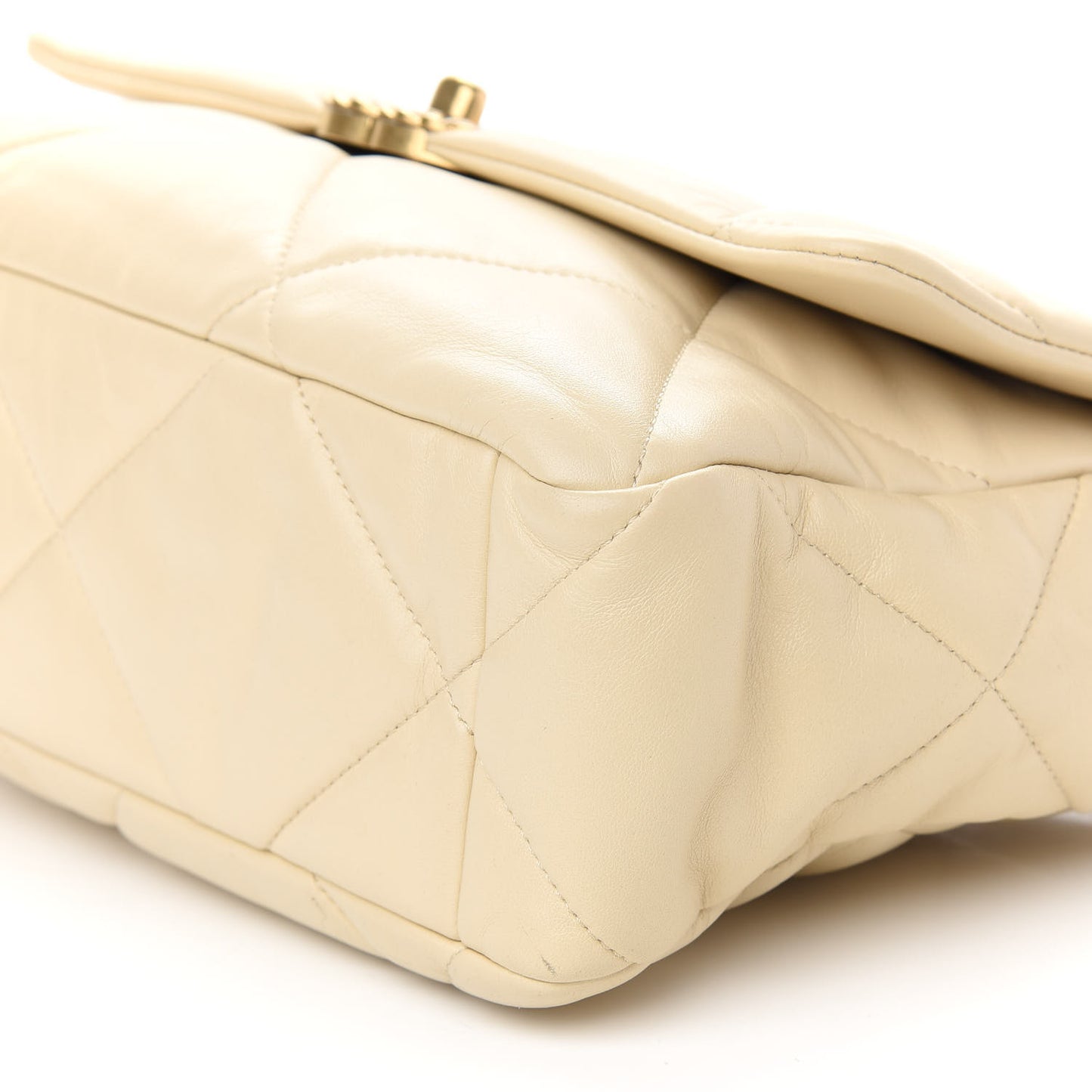 Lambskin Quilted Large Chanel 19 Flap Beige