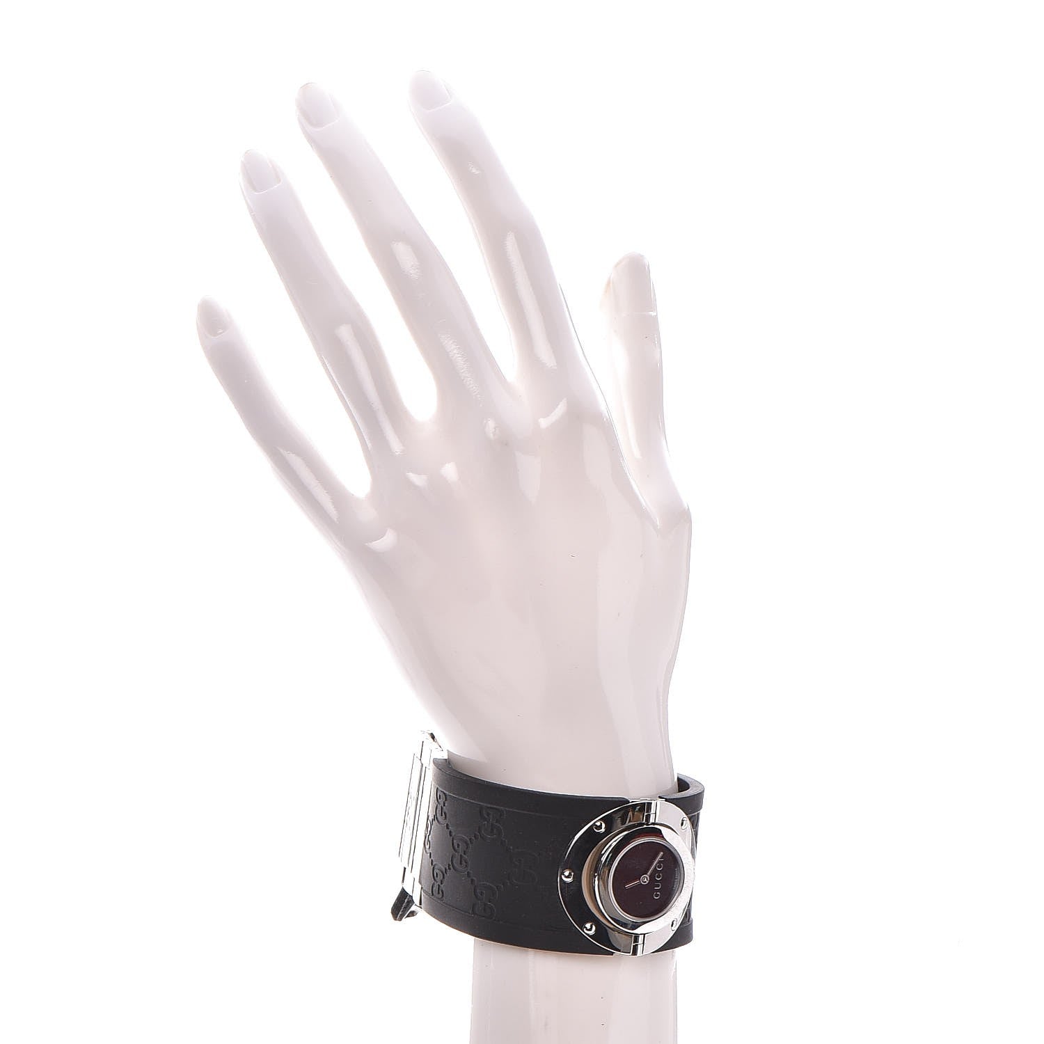 Gucci Stainless Steel Rubber 33mm Twirl Quartz Watch Black 2 of 11