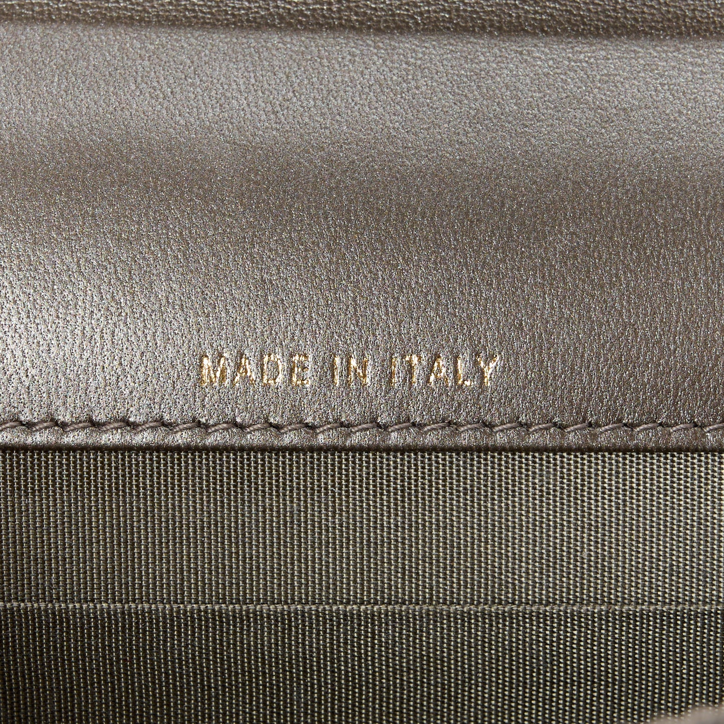 Metallic Lizard Lambskin Boy Square Wallet On Chain WOC Dark Khaki
