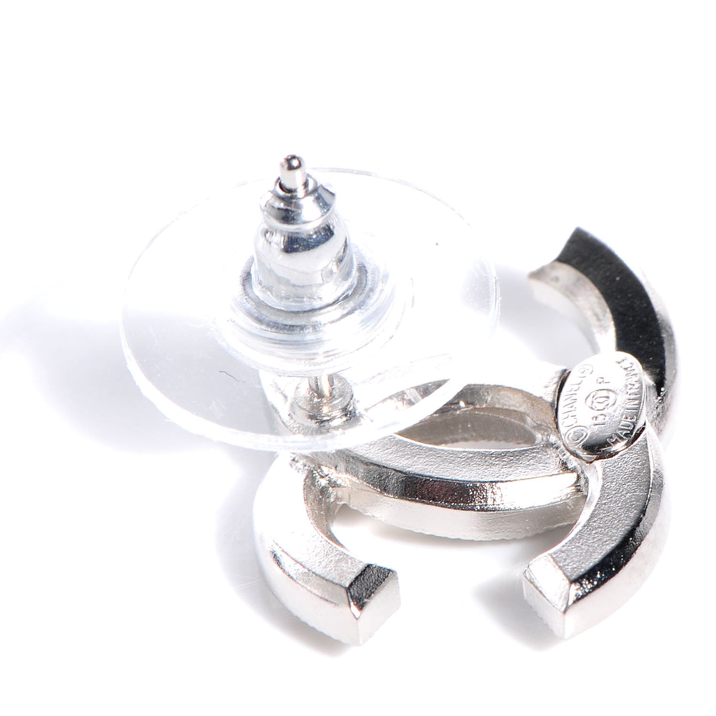 Crystal Baguette CC Earrings Grey