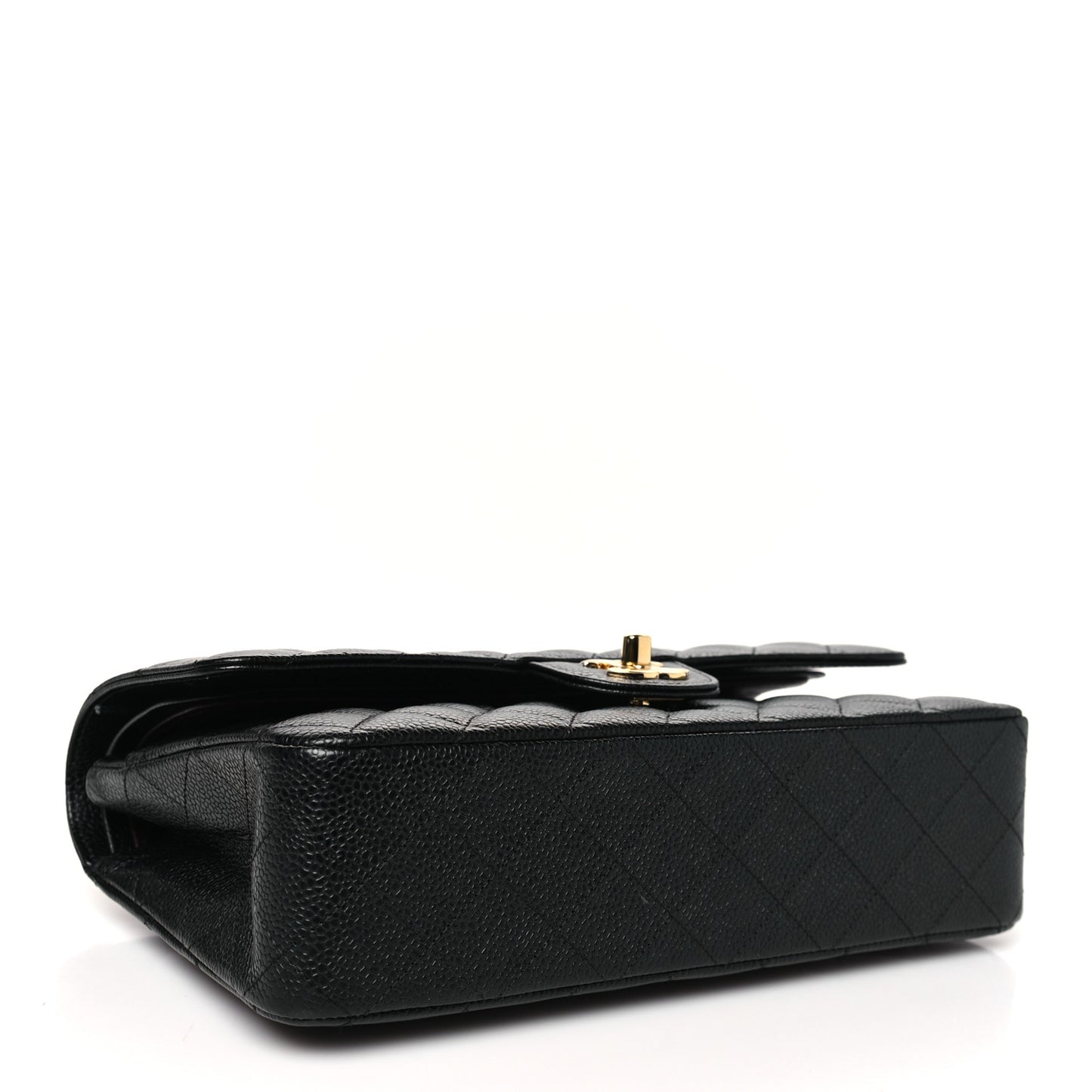 Caviar Quilted Medium Double Flap Black