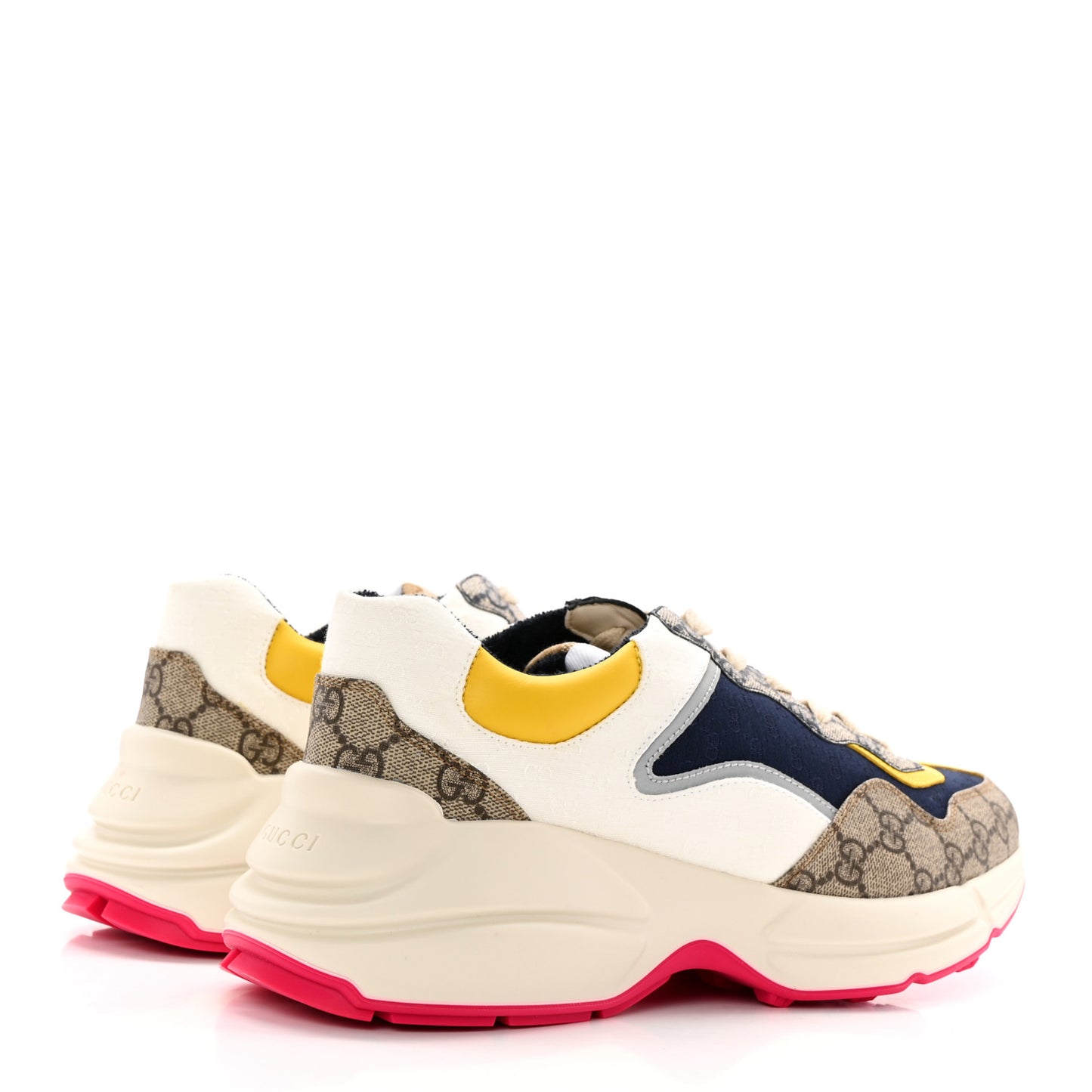GG Supreme Monogram Mix Monogram Mens Rhyton Sneakers 8 London Blue Beige Sun Yellow