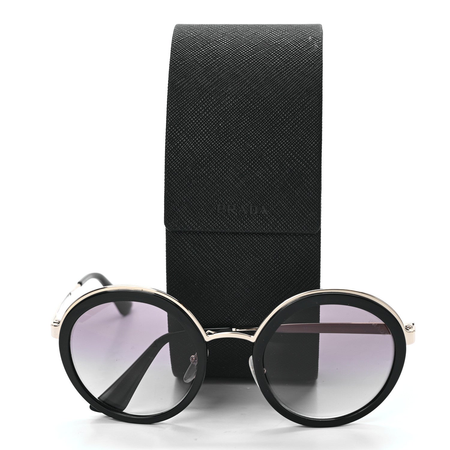 Prada Round Frame Sunglasses SPR 50T Black 7 of 7