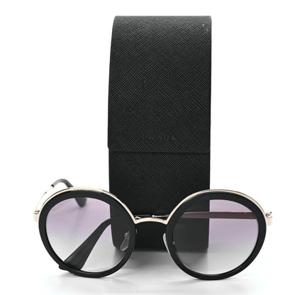 Prada Round Frame Sunglasses SPR 50T Black 7 of 7
