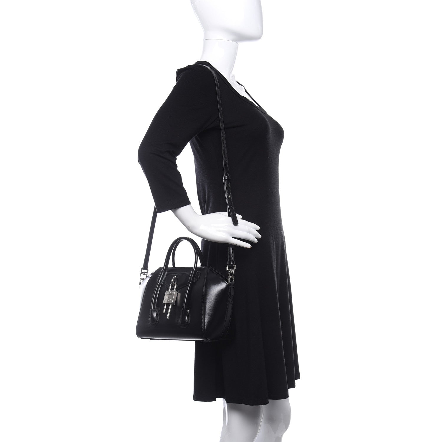 Givenchy Box Calfskin Mini Lock Antigona Shoulder Bag Black 3 of 9