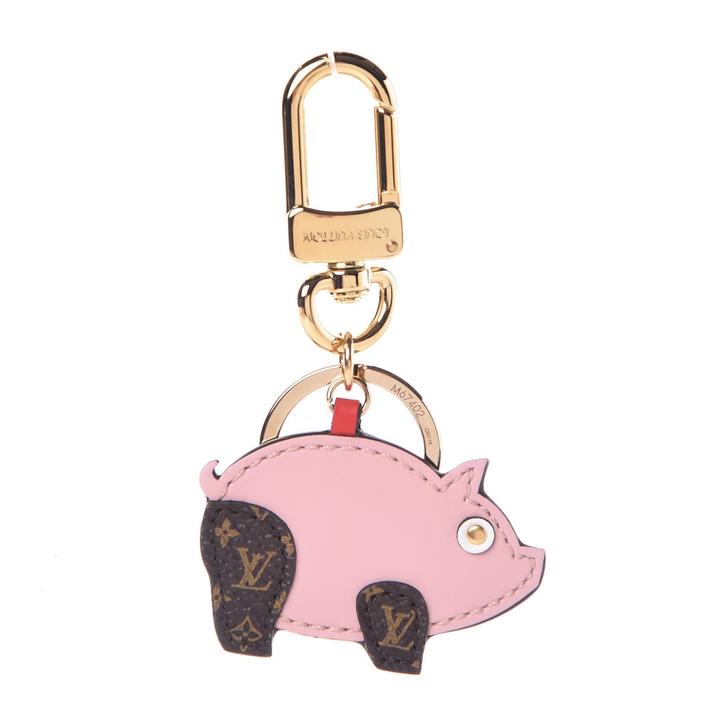 Calfskin Superstition Pig Bag Charm Key Holder Rose