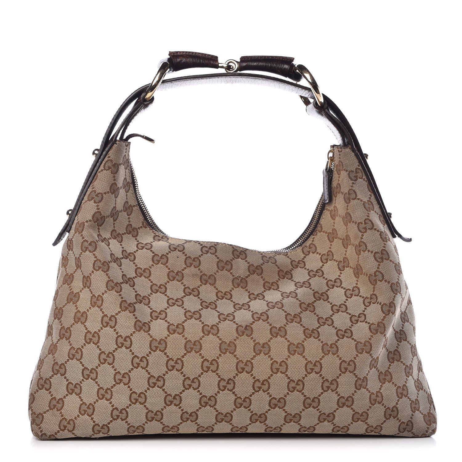 Gucci Monogram Medium Horsebit Chain Hobo Dark Brown 1 of 15