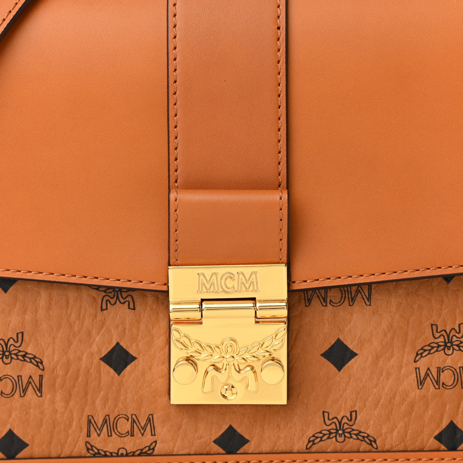 MCM Visetos Medium Tracy Shoulder Bag Cognac 7 of 10