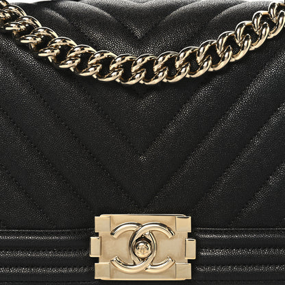 Chanel Caviar Chevron Quilted Medium Boy Flap Black 8 of 11